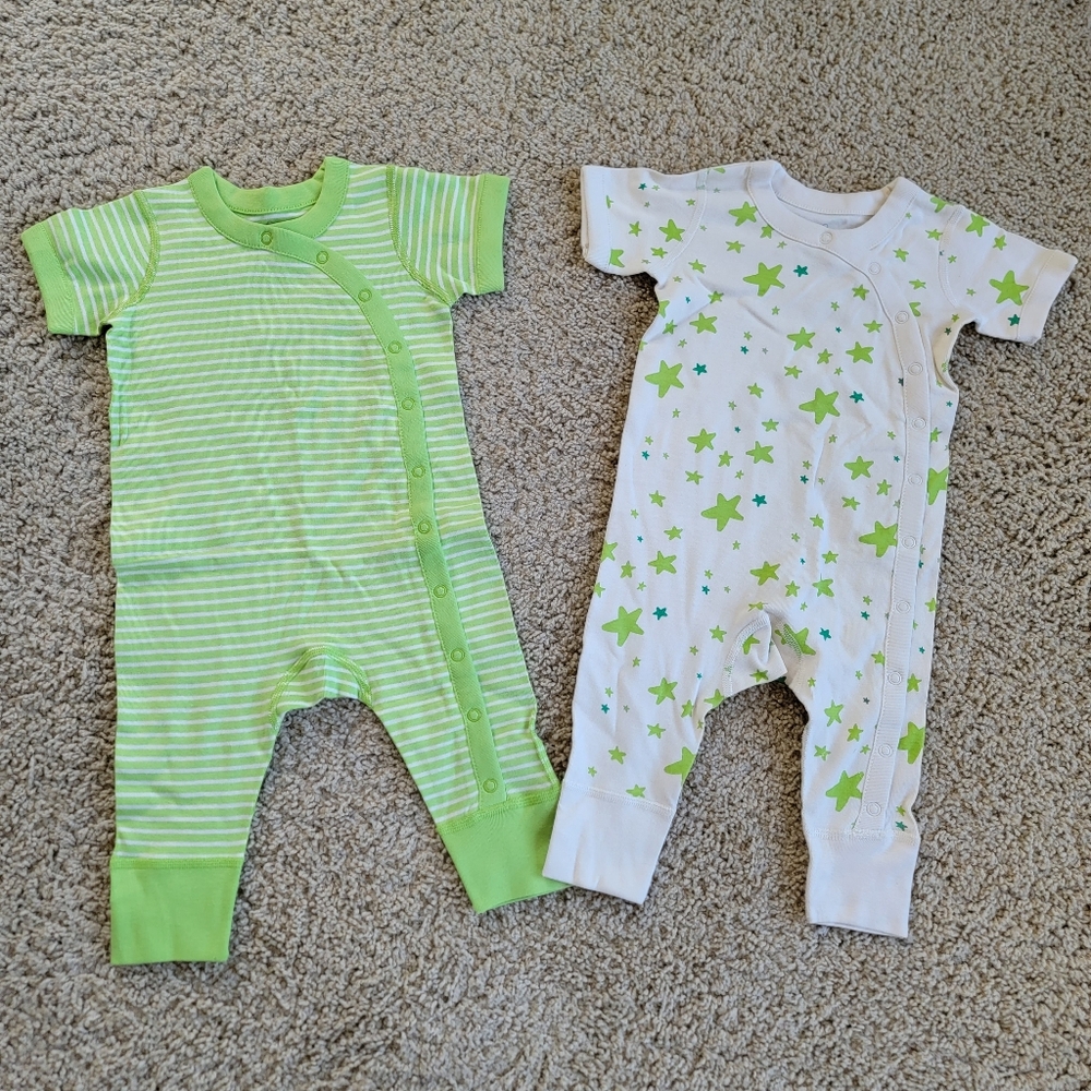 NWOT Hanna Andersson 2 One Pieces - 6-12 Months - Green, Striped, Stars